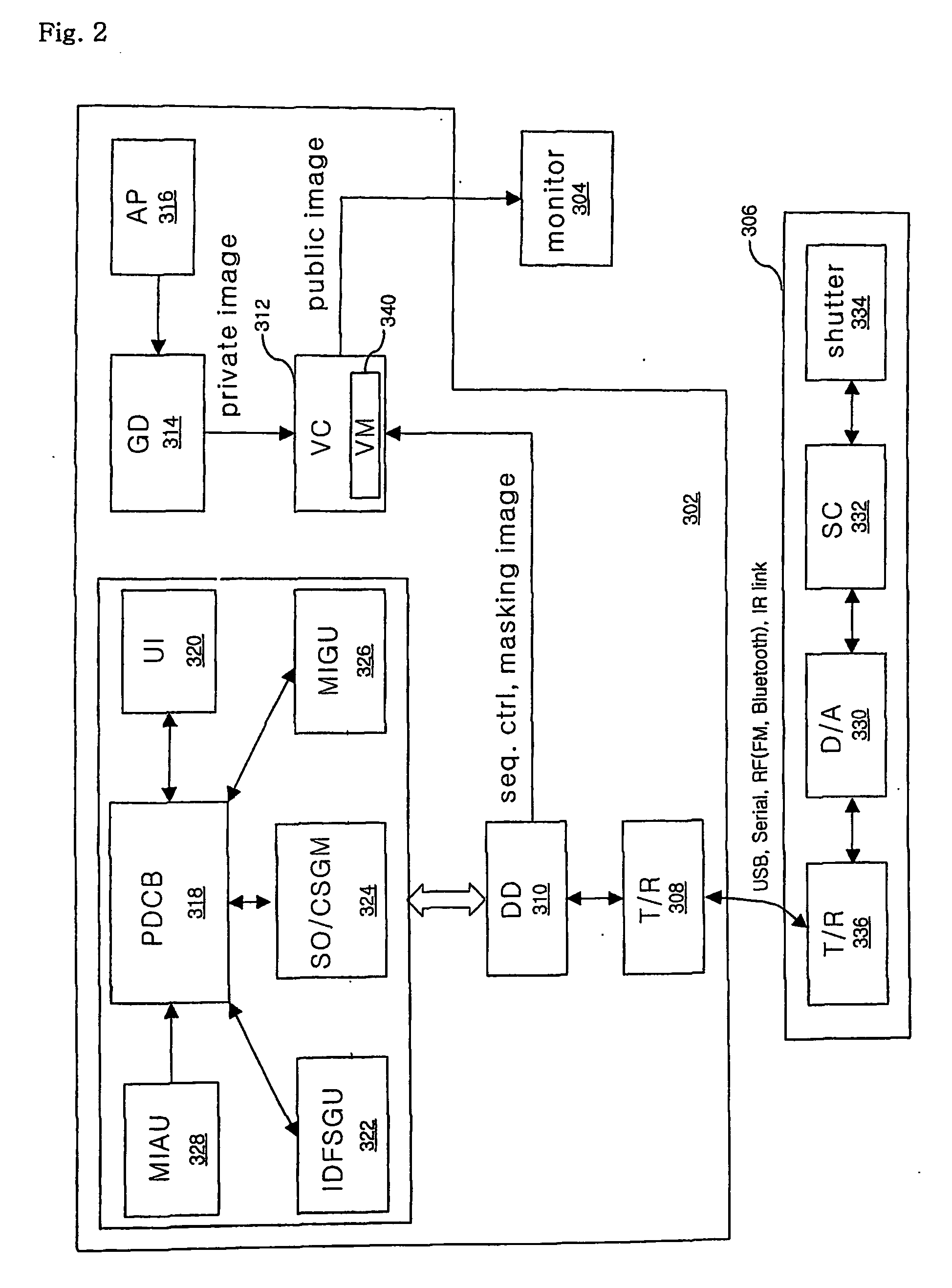 Method of transmitting signal for indicating opening or shuttering of a shutter in a private image display device