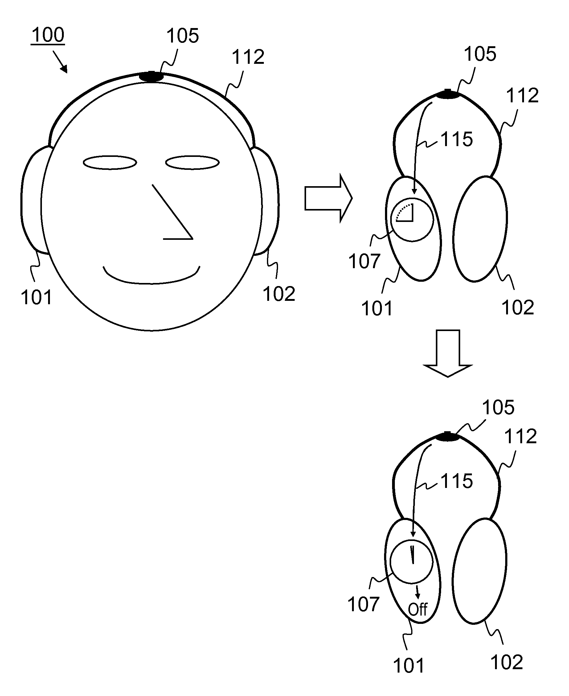 Apparatus and a method for causing a change in the state of a headset