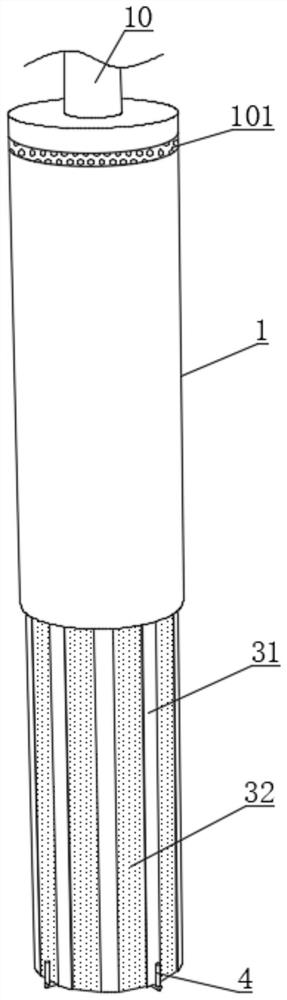 Double-backfill type concrete vibrating rod capable of draining and refining