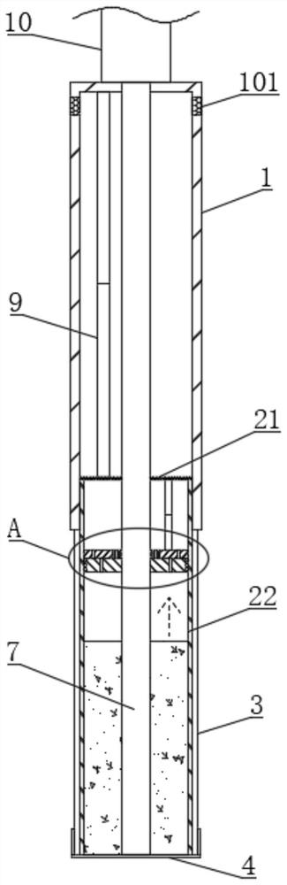 Double-backfill type concrete vibrating rod capable of draining and refining