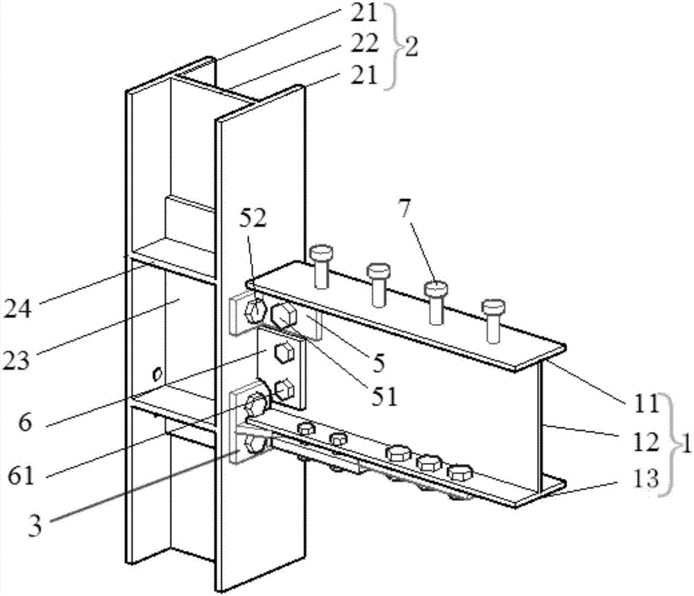 Steel beam and steel column unilateral connecting joint capable of being repaired after earthquake and steel structure building
