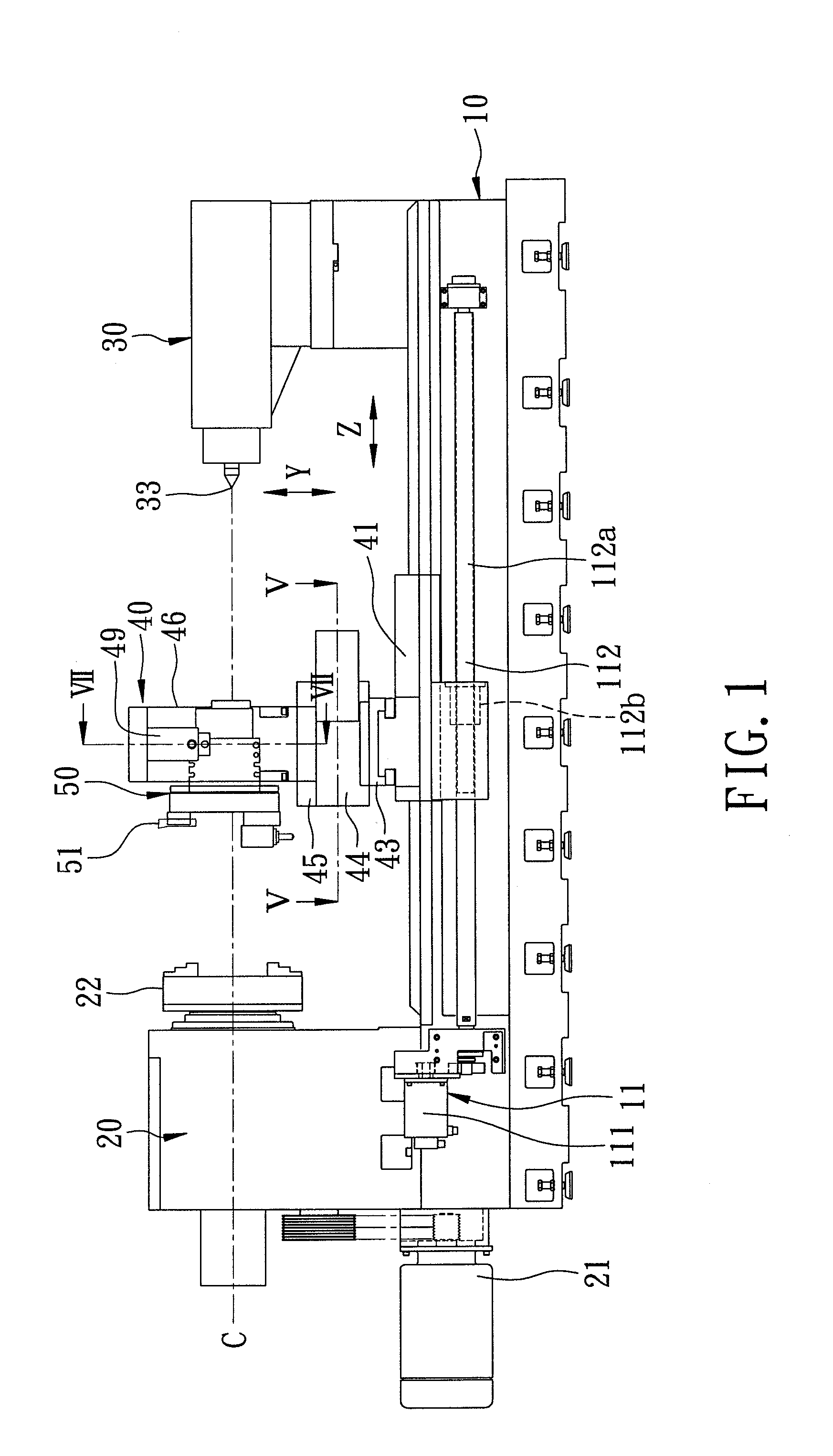 Tool holding device for a five-axis lathe