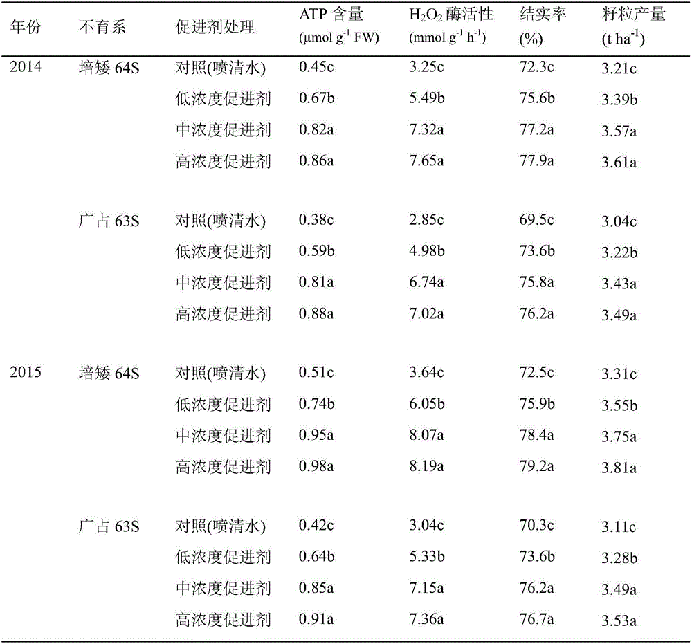 Rice photoperiod-temperature-sensitive genic male sterility line hybridization fruit setting accelerant and preparation method and application thereof