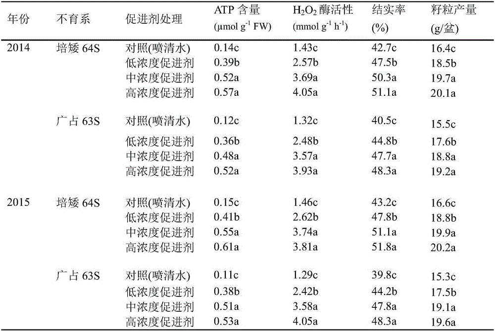 Rice photoperiod-temperature-sensitive genic male sterility line hybridization fruit setting accelerant and preparation method and application thereof