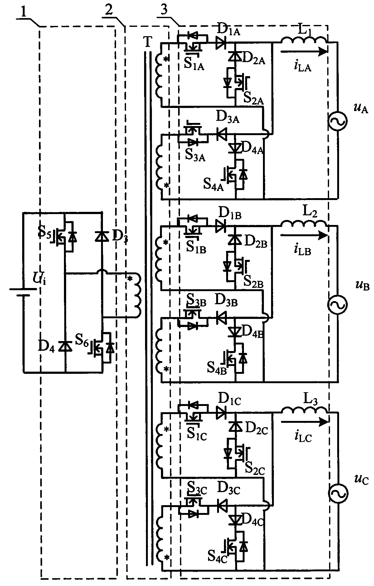 Three-phase single-stage inverter