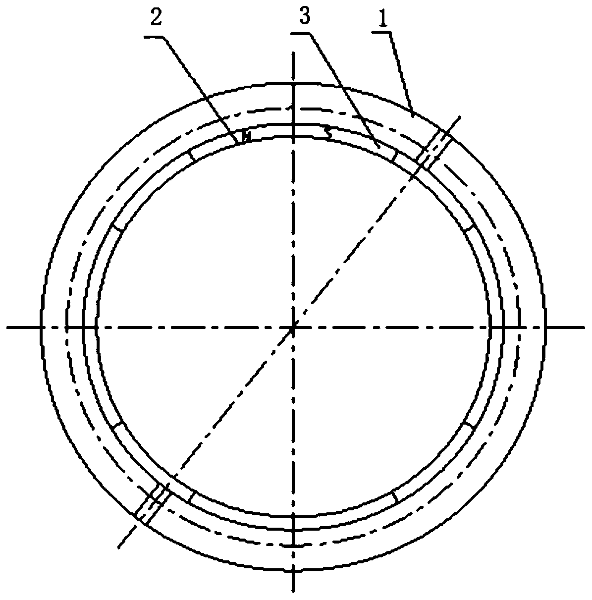 Brushed DC torque motor stator magnetic steel protective structure and construction method thereof