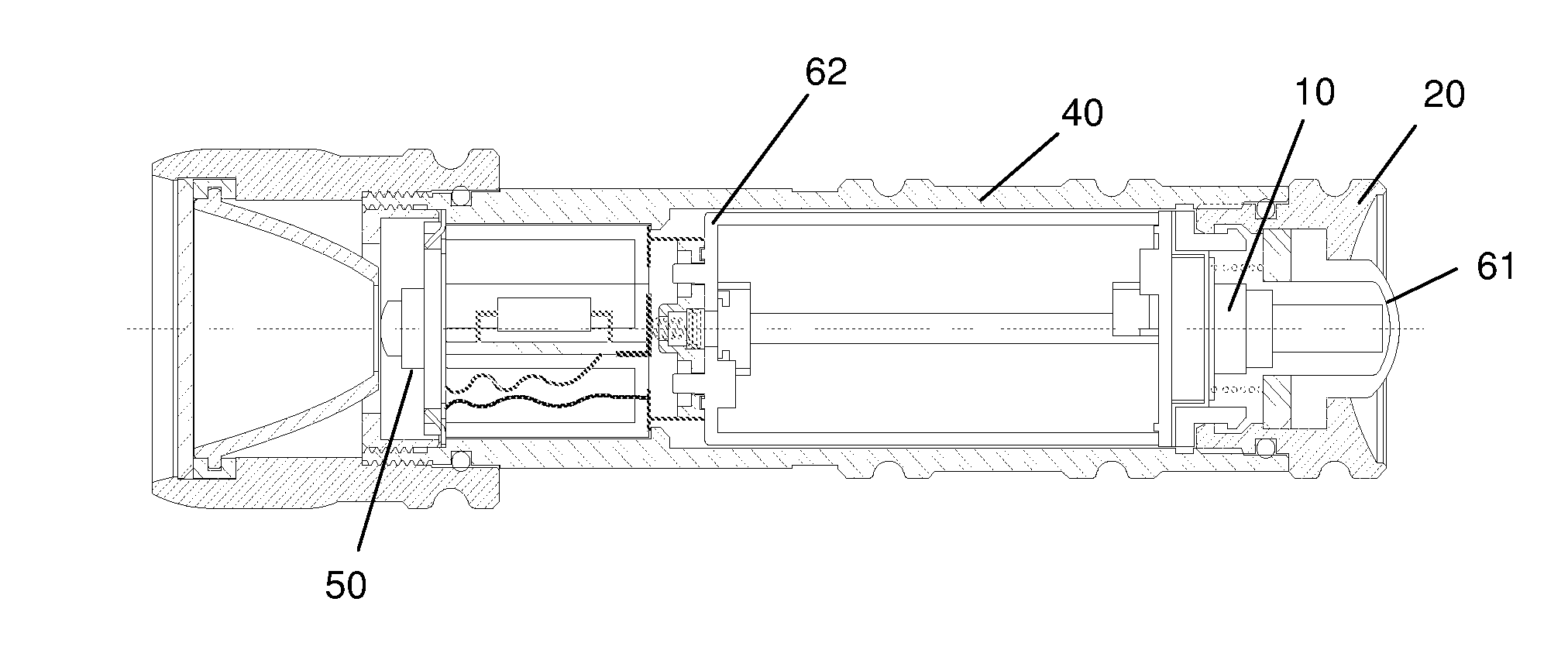 Flashlight with battery cartridge assembly