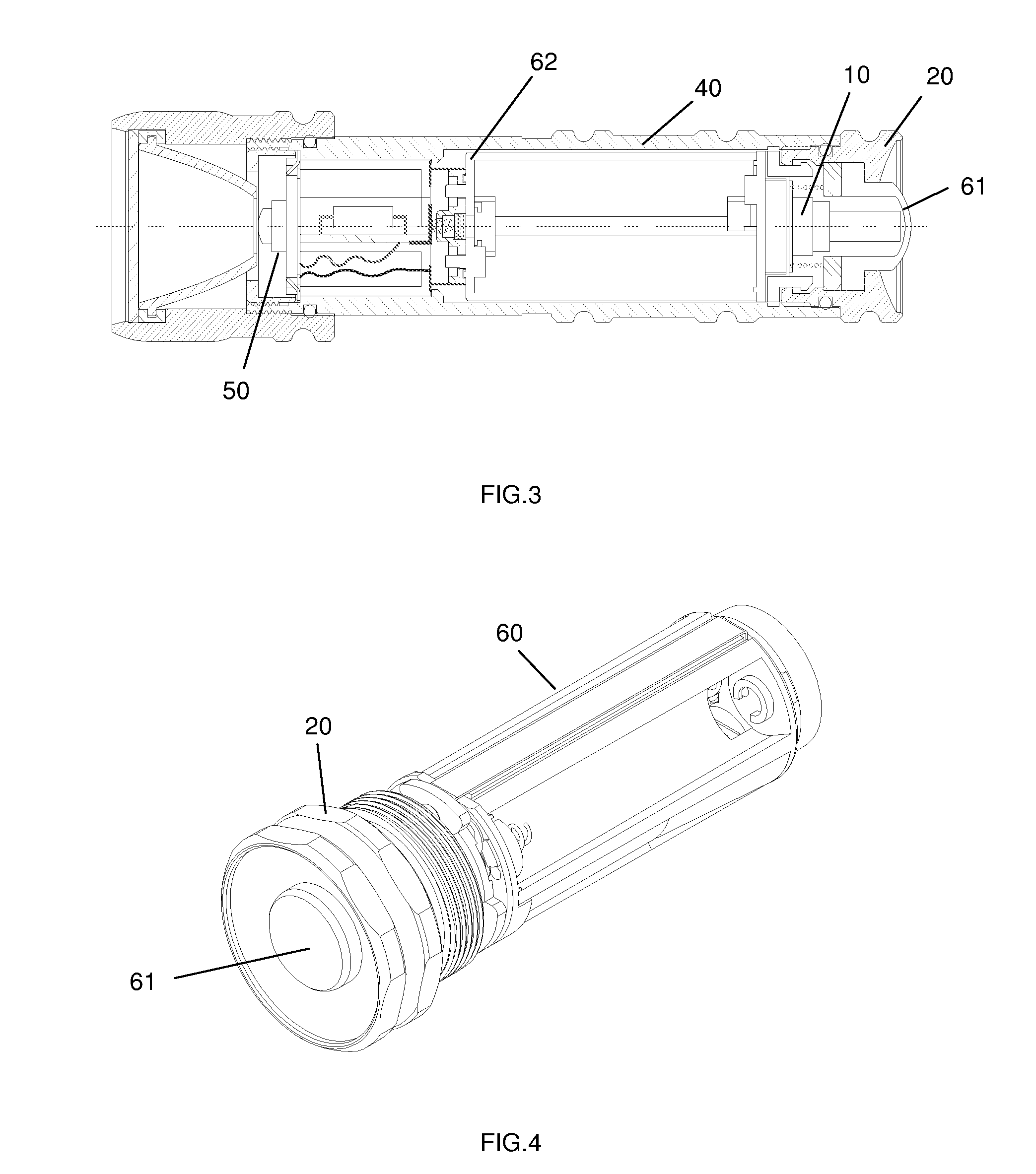 Flashlight with battery cartridge assembly