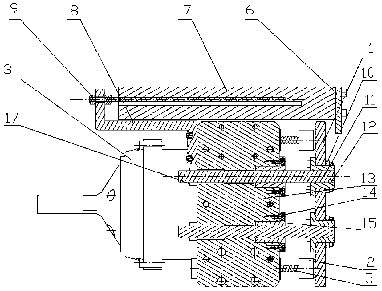 A semi-automatic electromagnetic riveting gun buffer and guide device