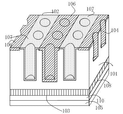 Deep hole staggered back contact solar battery structure and manufacturing method thereof