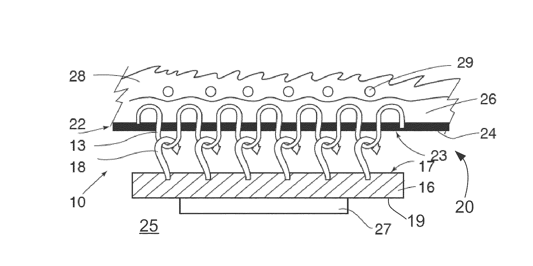 Tyre equipped for attaching an object to the wall thereof and method for making same