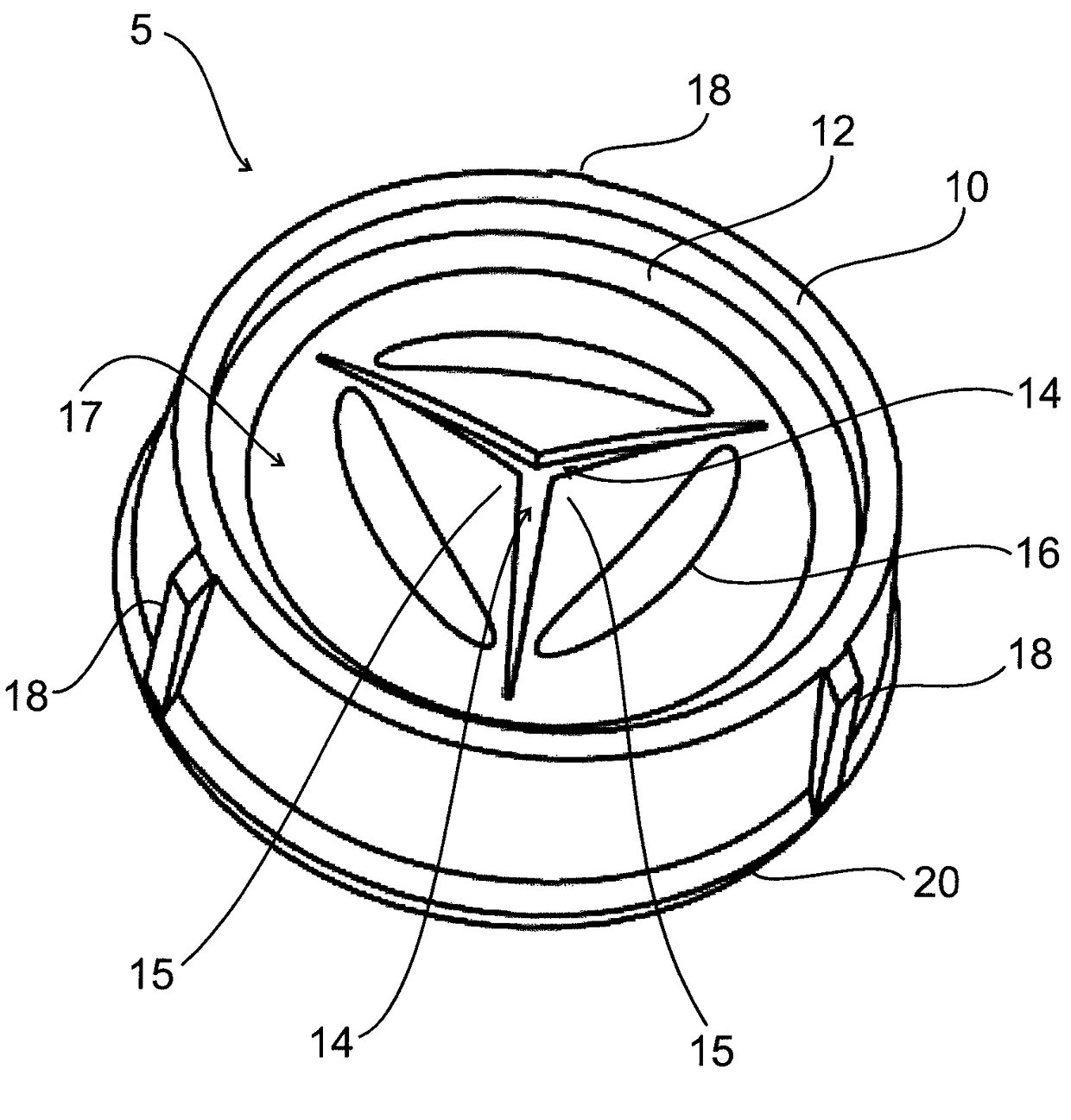 Valvular closure element, closure cap comprising the valvular closure element, and a method and an apparatus for manufacturing the valvular closure element