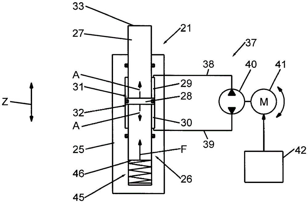 Hydraulic drawing pad of a drawing press and method of operating a hydraulic drawing pad