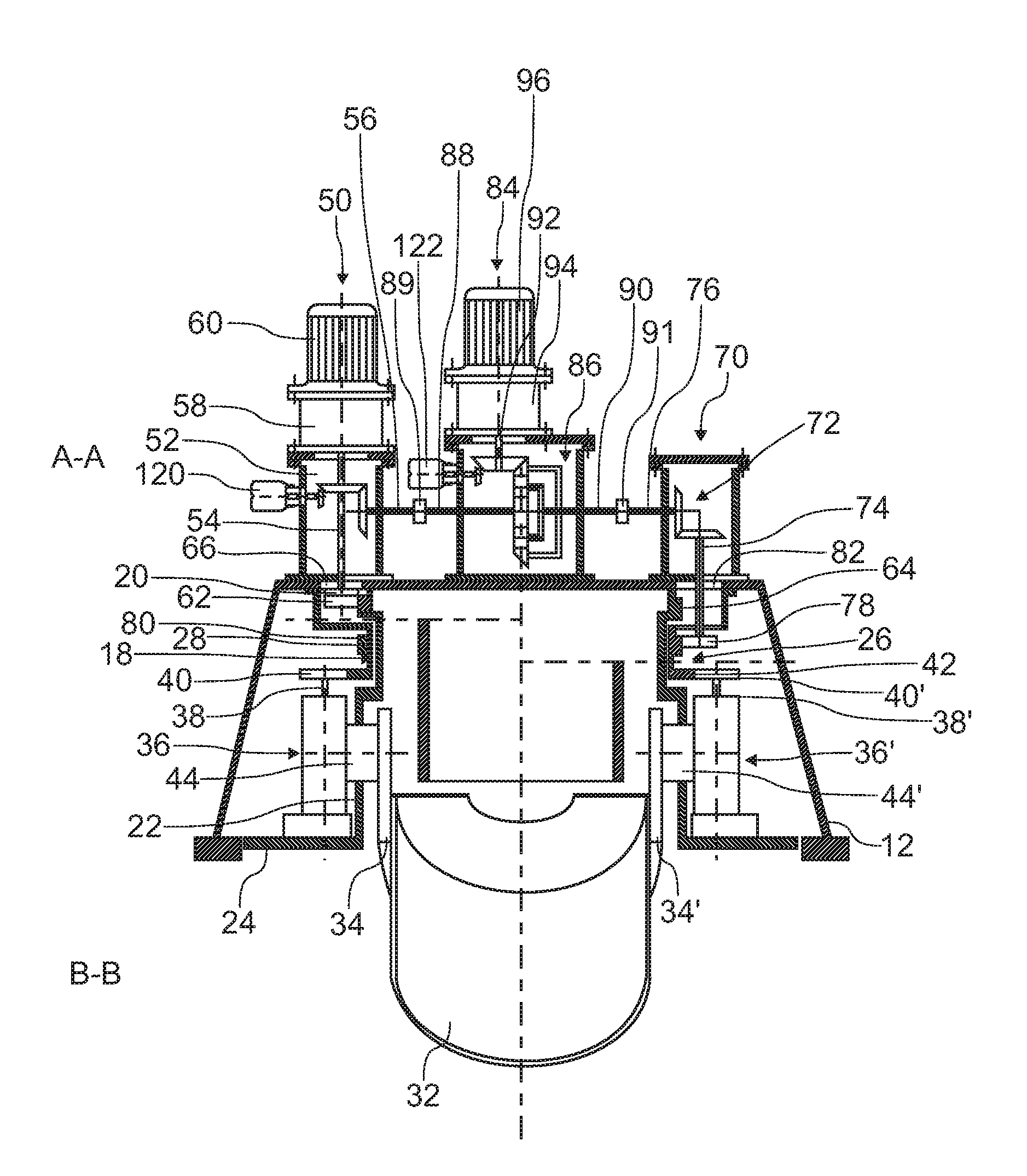 Device for distributing charge material in a shaft furnance