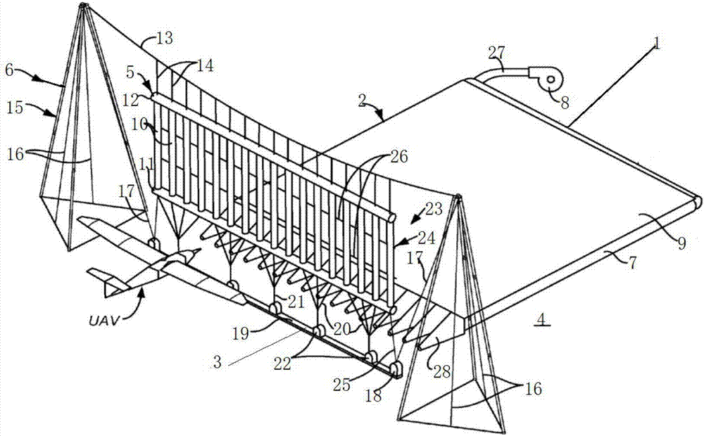 System for retracting fixed-wing unmanned aerial vehicle (UAV) through pneumatic capture net