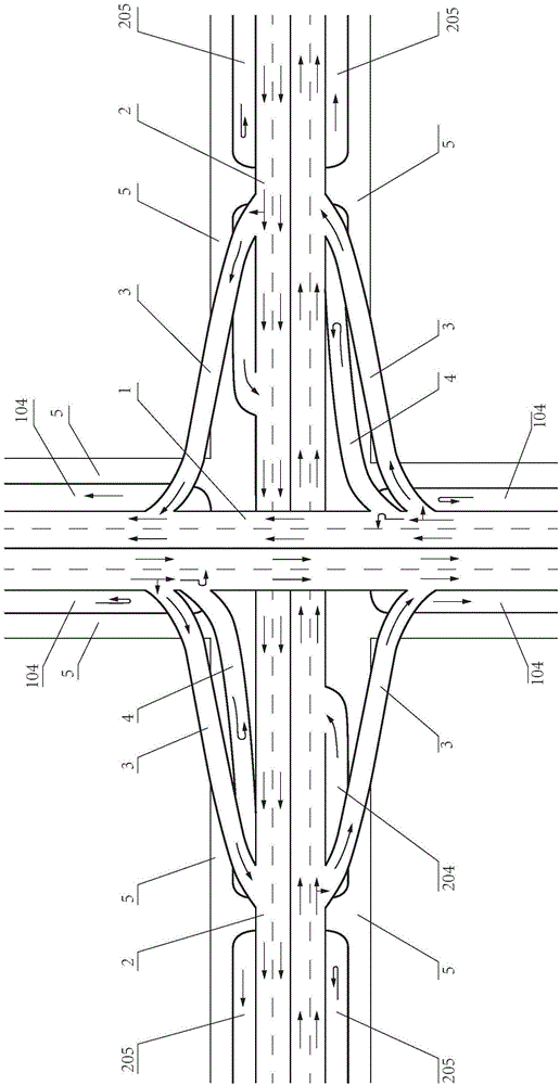 Multifunctional cross-shaped overpass