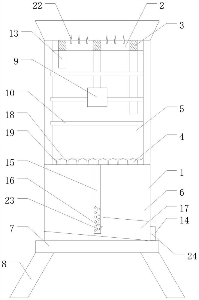 Drying and grinding device for roselle pharmacy as well as using method of drying and grinding device