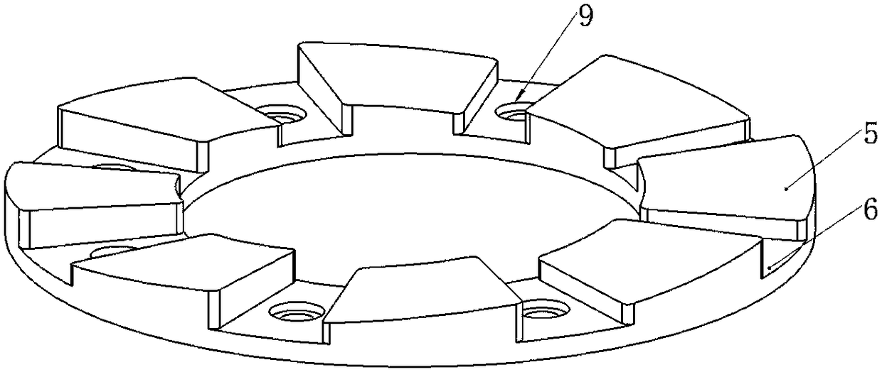 A tilting pad thrust bearing supported by an elastic disc