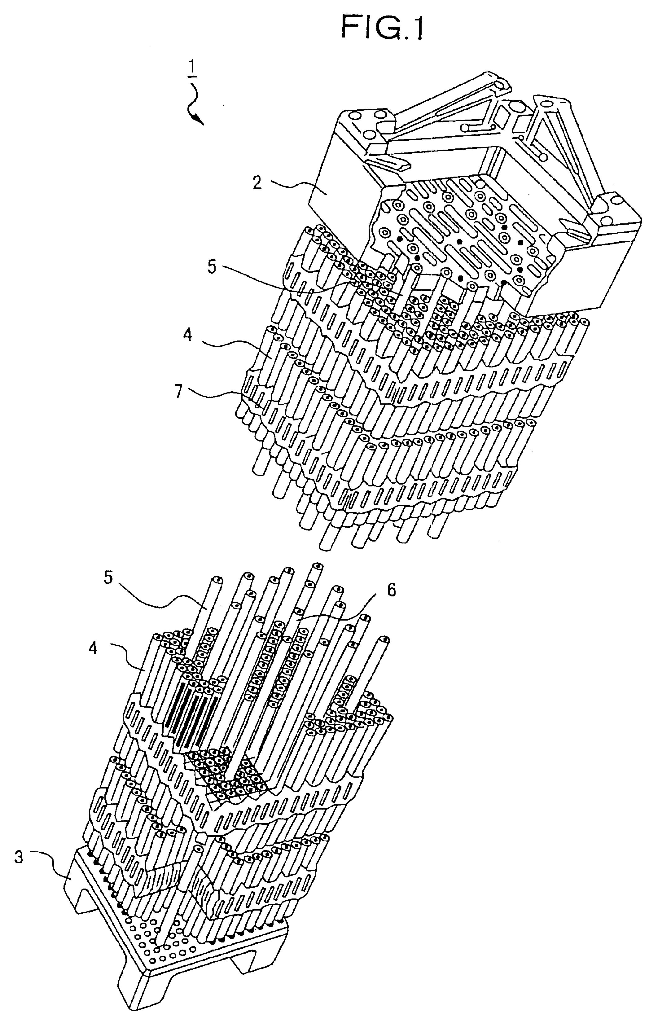 Absorbing rod, an apparatus for inserting the absorbing rod, a cask, and a method of storing spent fuel assemblies