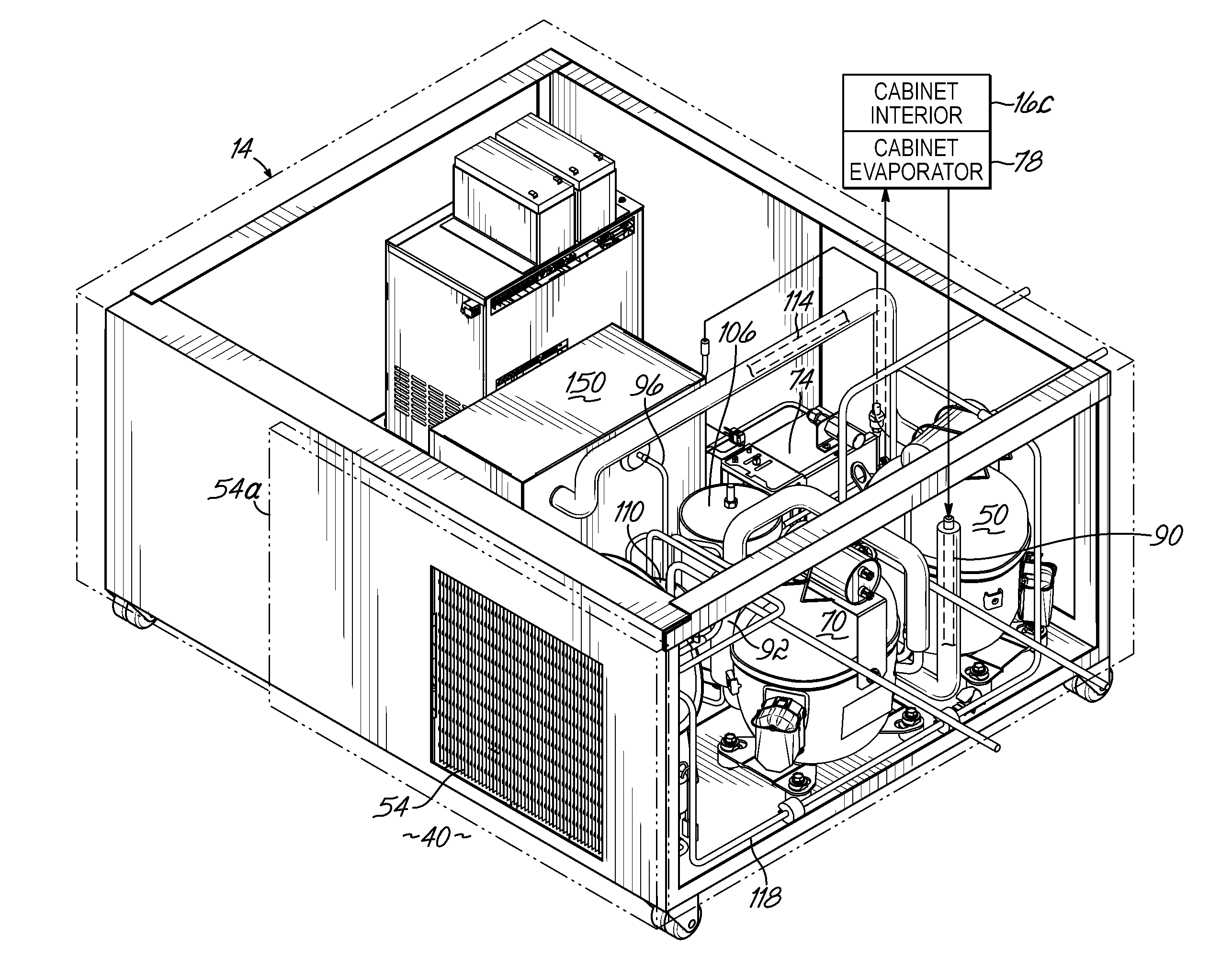 Refrigeration system mounted within a deck