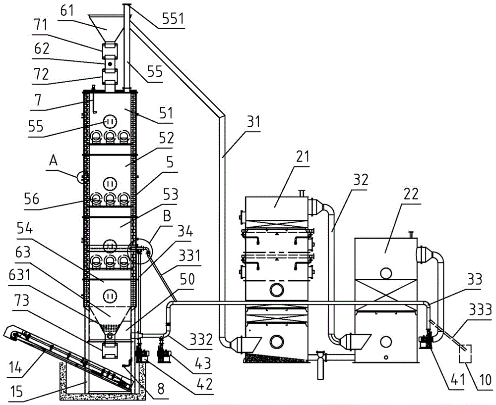 Tower type biomass continuous carbonization furnace