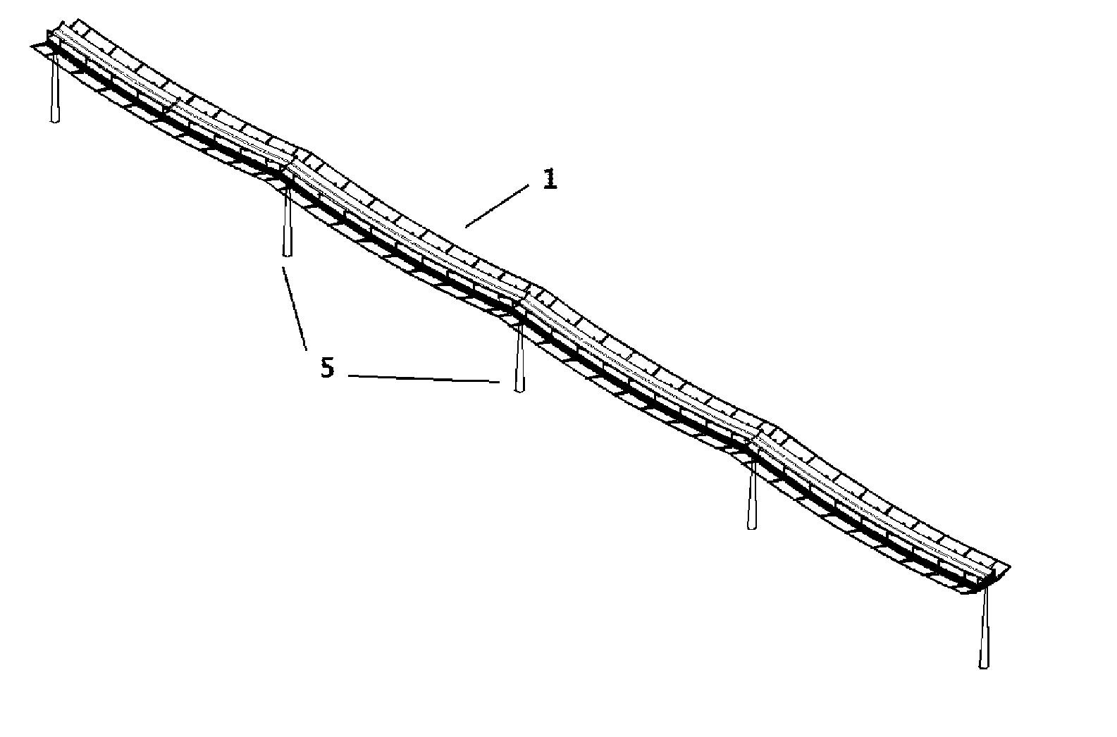 Simple suspension bridge type belt conveyor