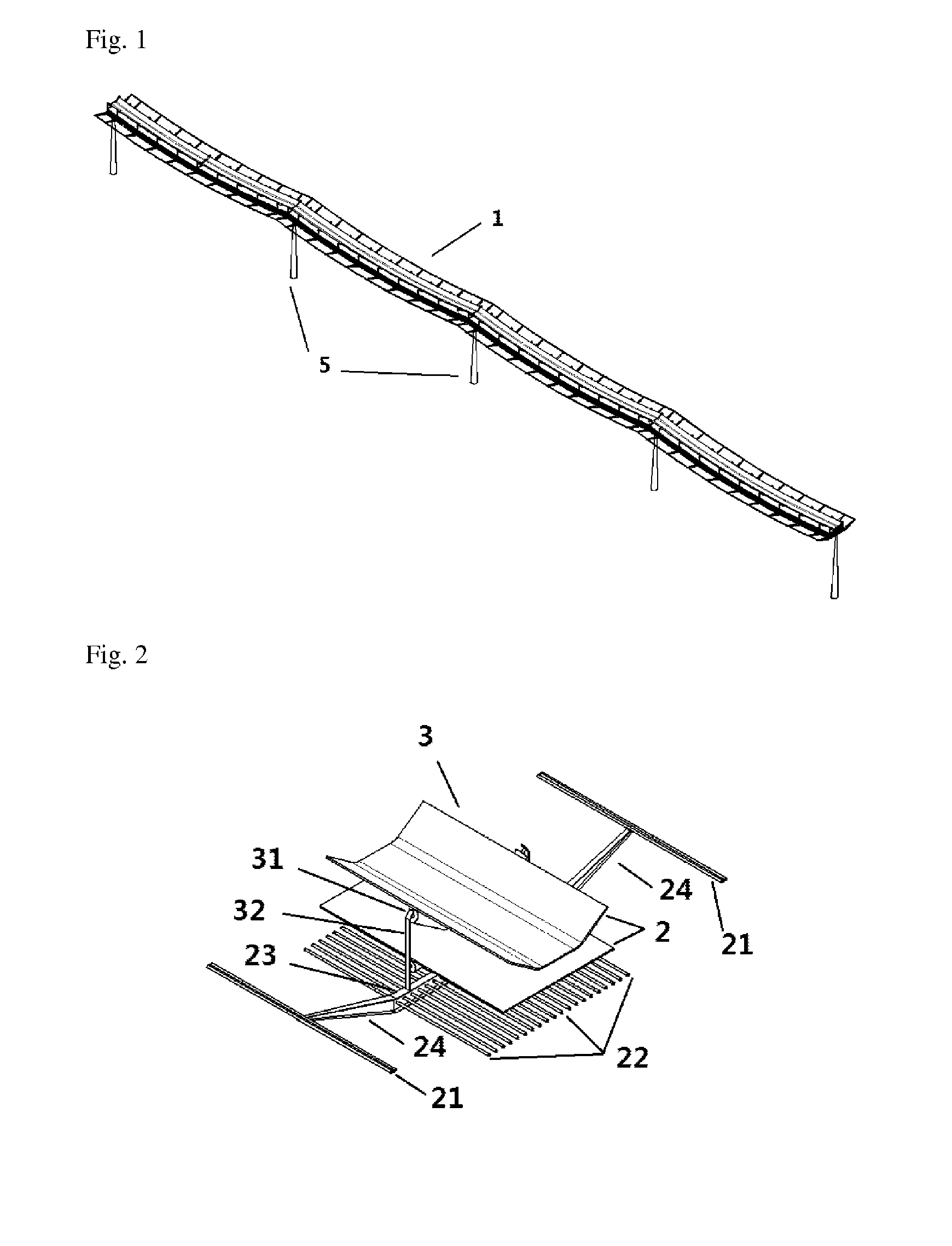 Simple suspension bridge type belt conveyor