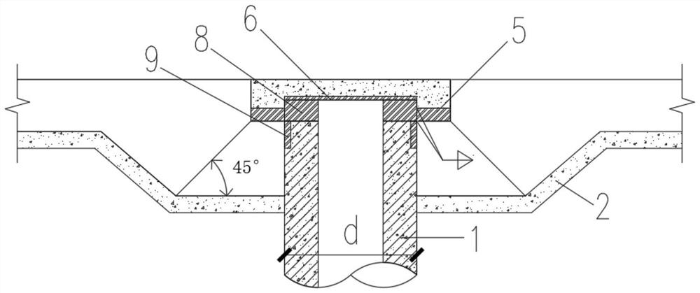 Connecting device for uplift pile and water-resistant plate