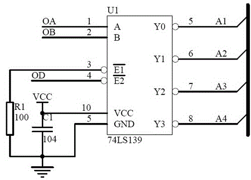 Blanking circuit of encoder of 1/4-scanning LED display screen