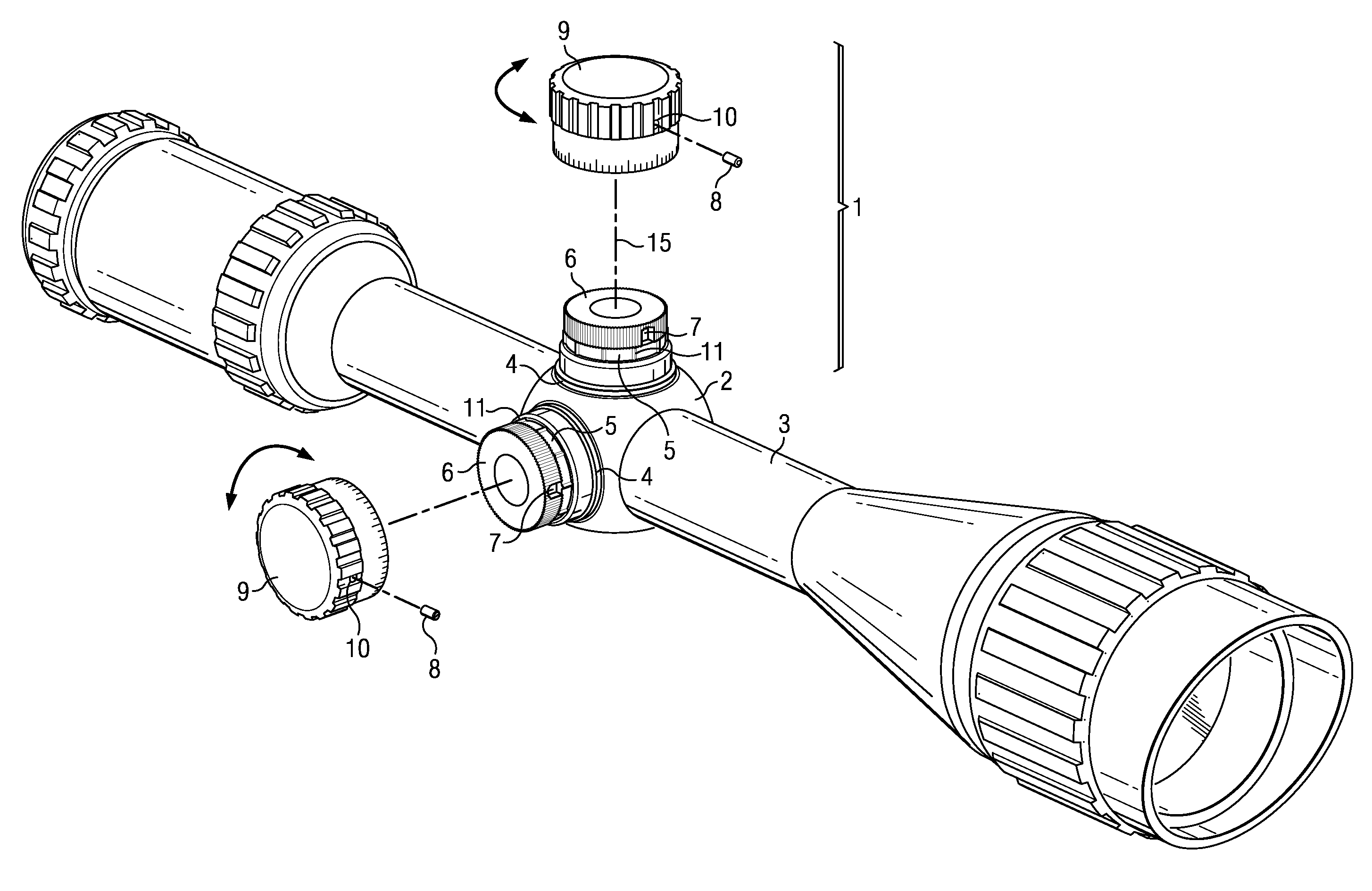 Adjustable locking windage and elevation knob
