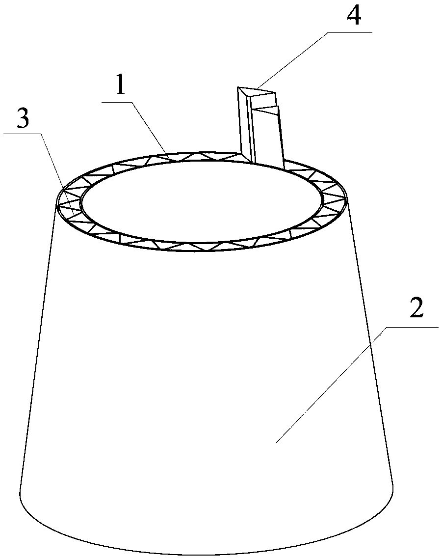 Foam-corrugated composite dot matrix metal sandwich conical shell and preparation method thereof