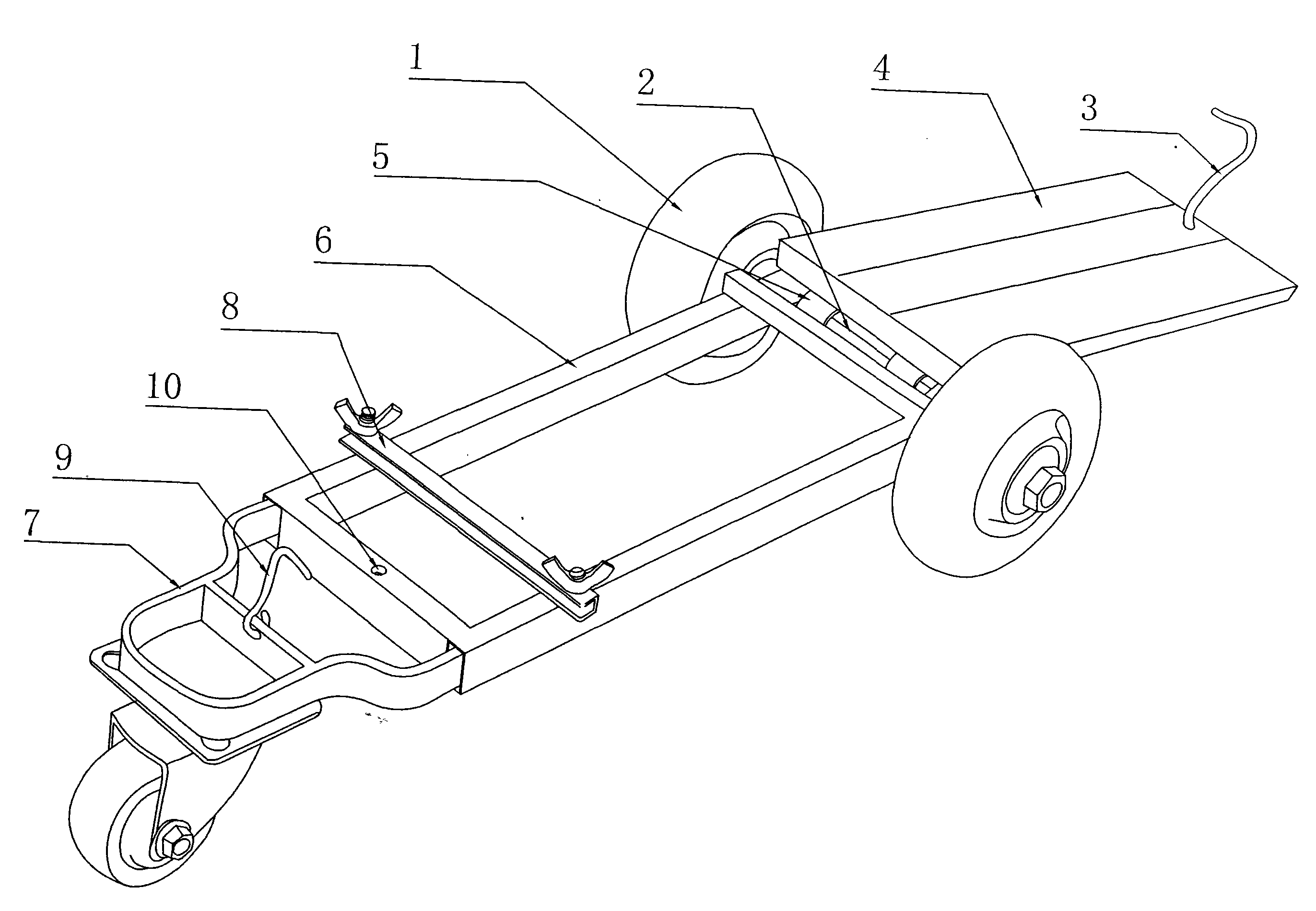 Labor-saving device for pushing and pulling two-wheeled vehicle with flat tires
