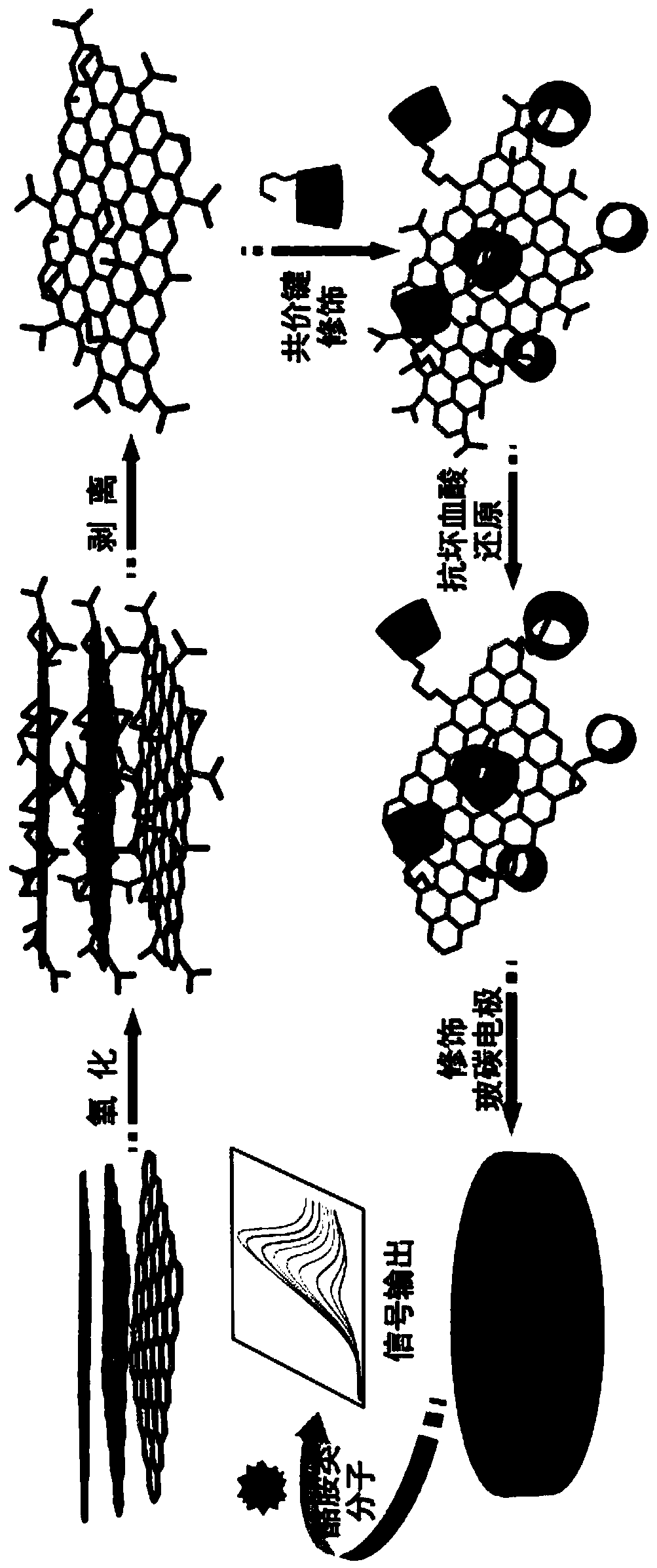 Electrochemical sensor for detecting tyramine molecules and preparation method and application thereof