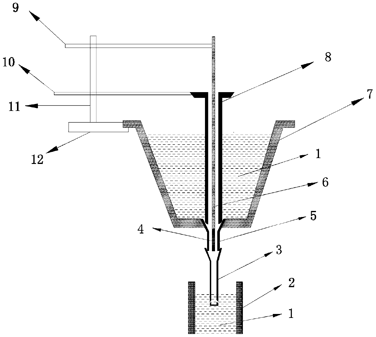 A device and method for cleaning nodules on the nozzle of the tundish