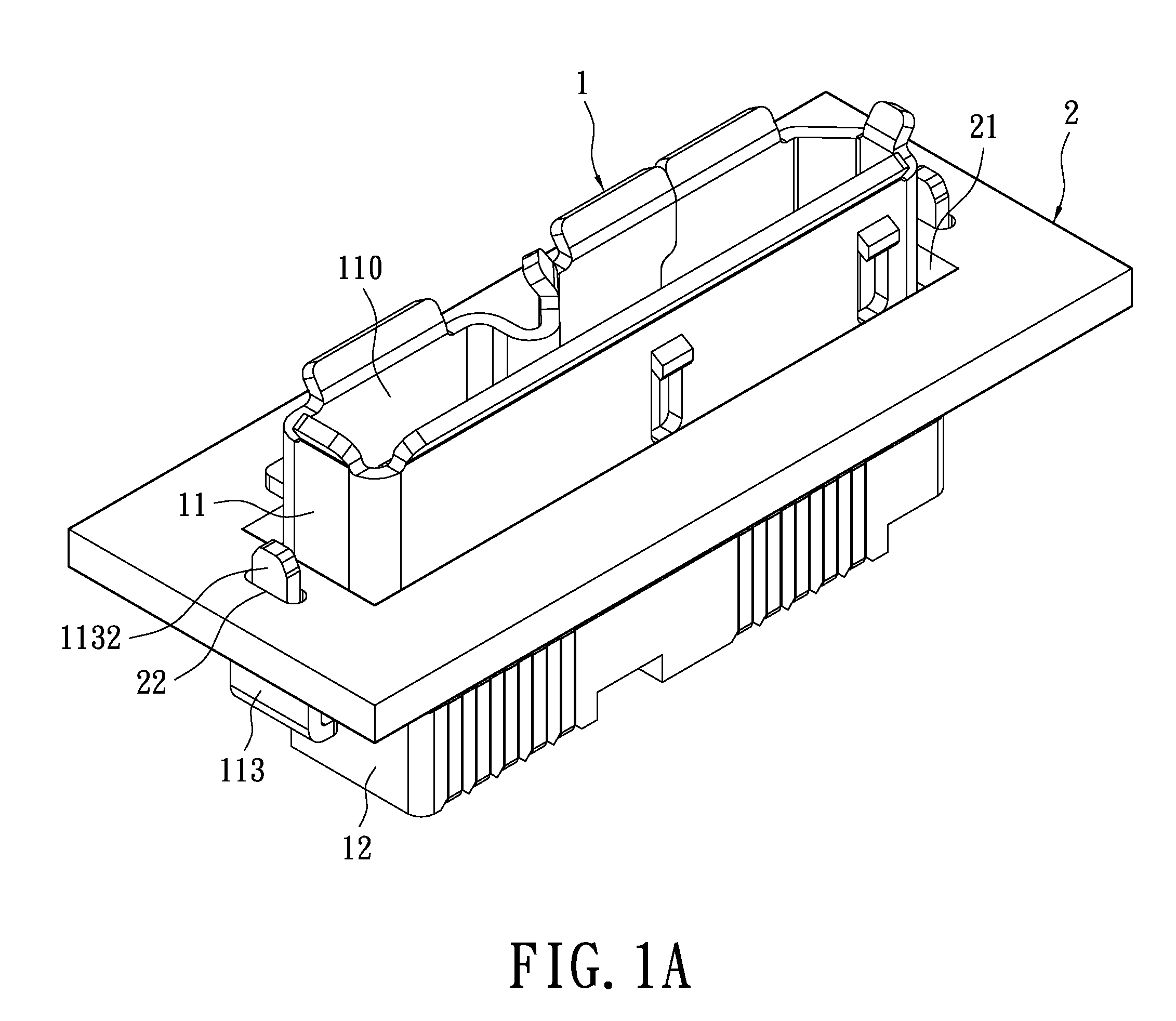 Connector mounted vertically through a hole in a printed circuit board