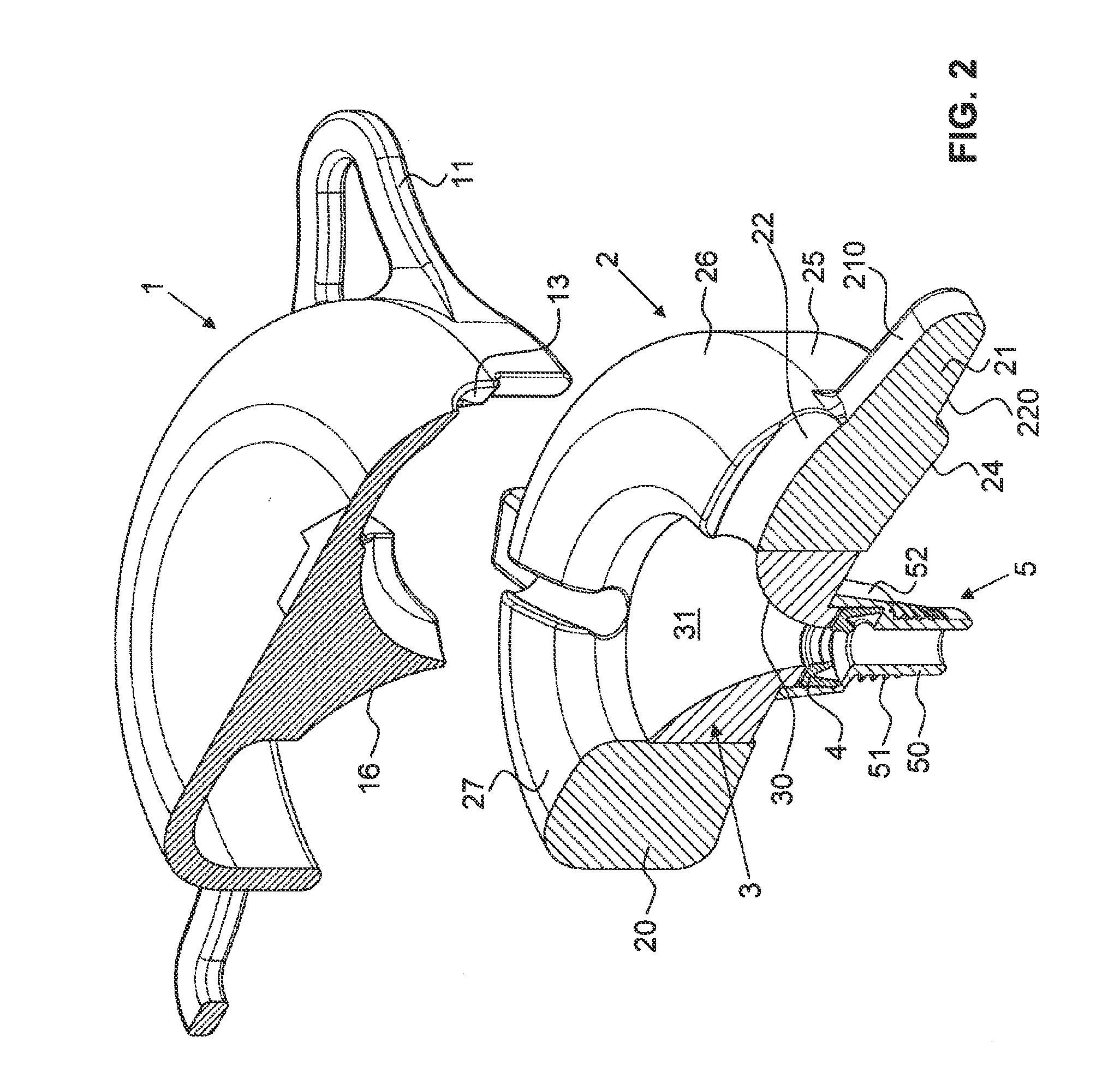 Anchoring device for a line in a skull bore hole