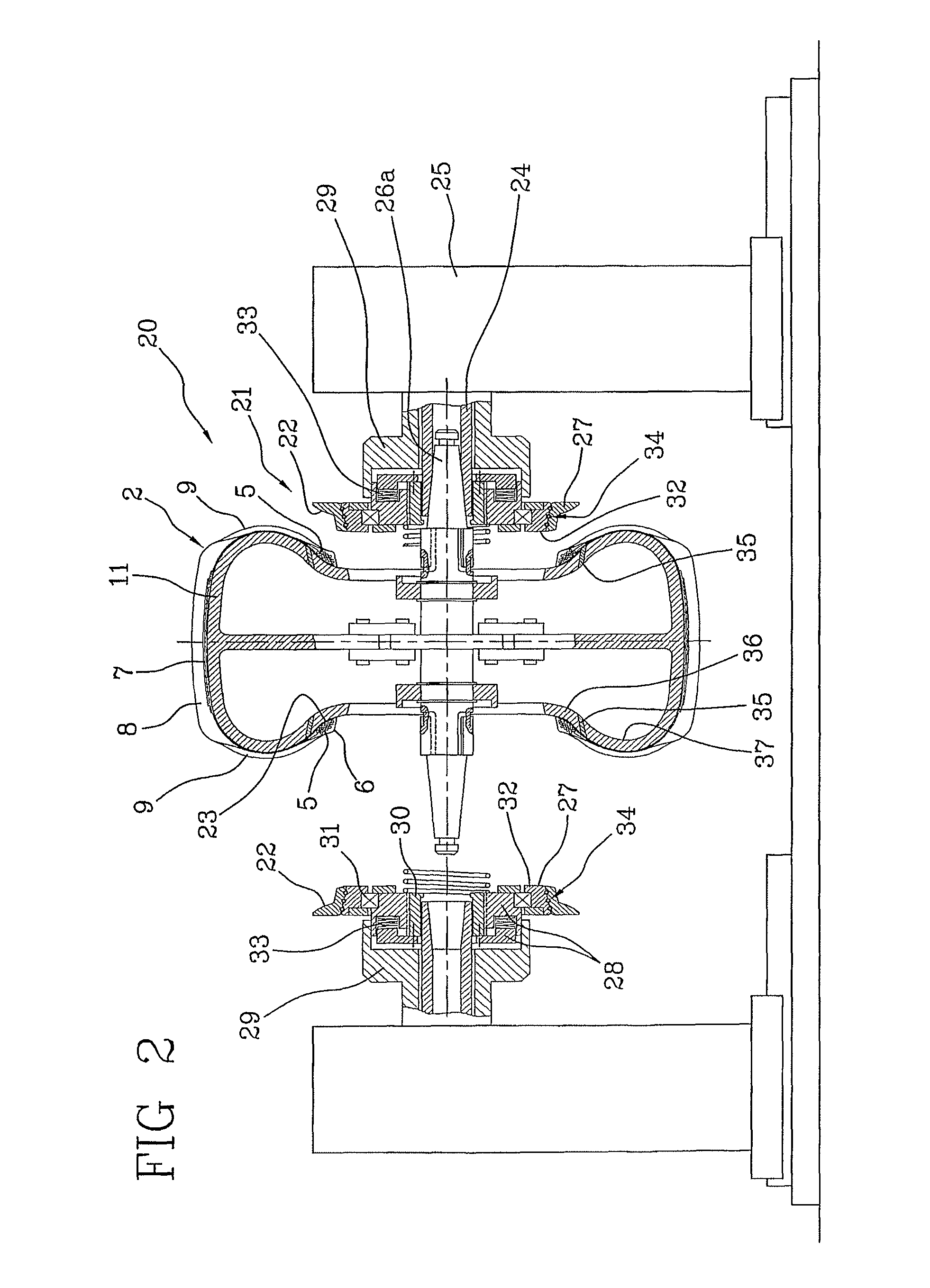 Apparatus for producing pneumatic tyres