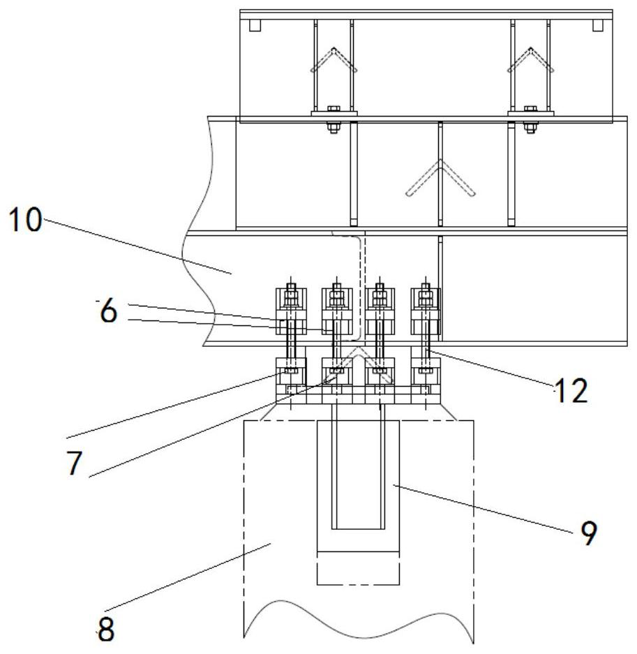 Conveying roller supporting beam pressing and fixing device and pressing and fixing method thereof