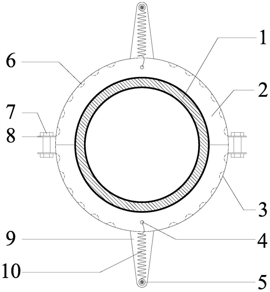 A turbulence energy dissipation device for suppressing breeze vibration of steel pipe tower rods
