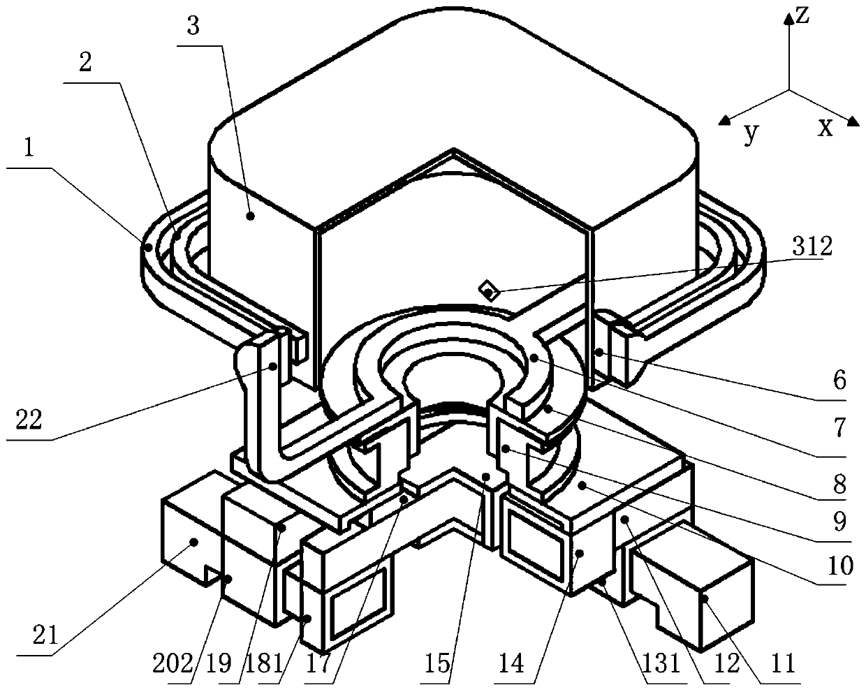 Double super satellite platform test device based on integration of air floating ball and journal bearing