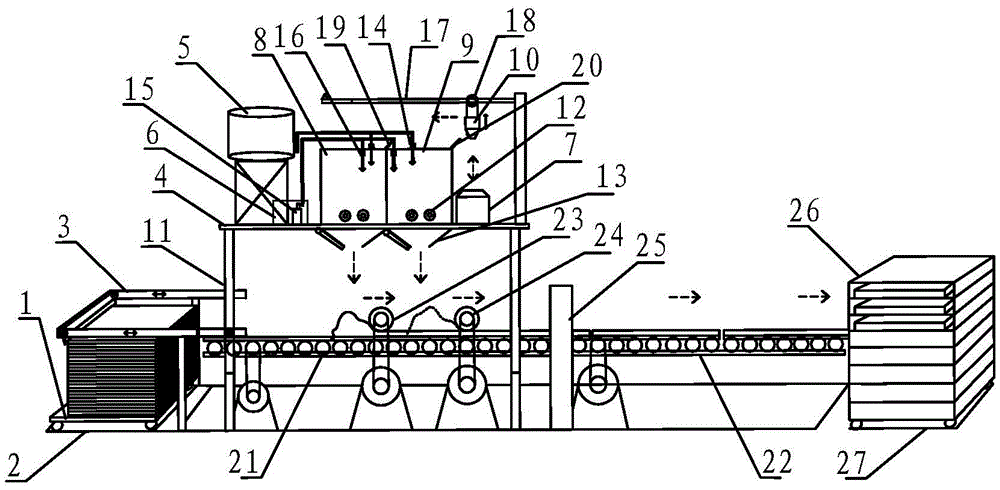 Adhesive polystyrene granule heat preservation plate automatic production apparatus and method