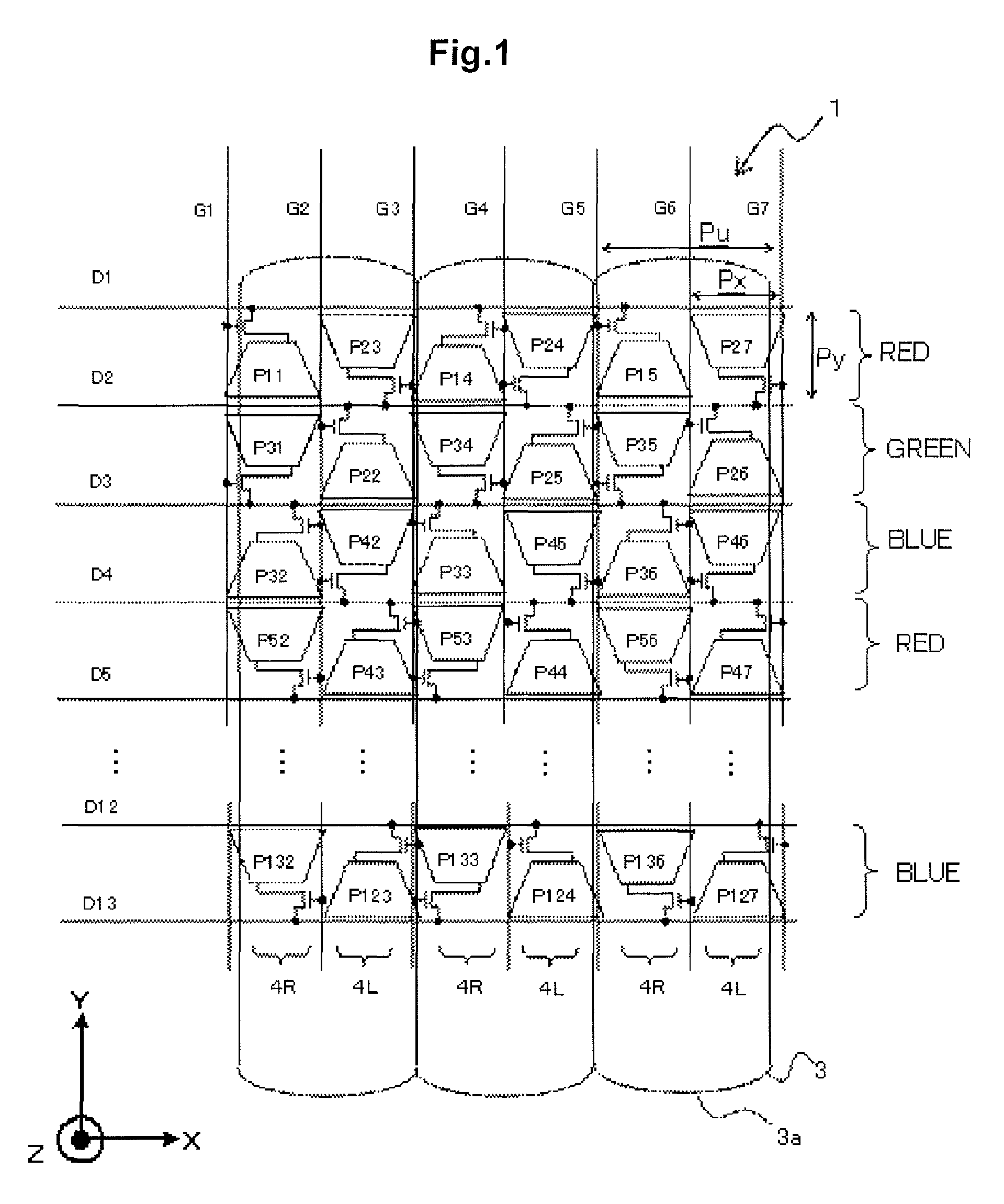 Image display device capable of displaying images in a plurality of view points for suppressing a problem originating from a light blocking portion arranged in a pixel aperture or a structural object and accomplishing a high aperture ratio