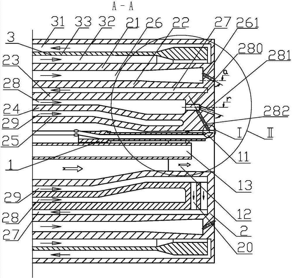 Combined ignition nozzle of dry coal powder fluidized bed gasifier