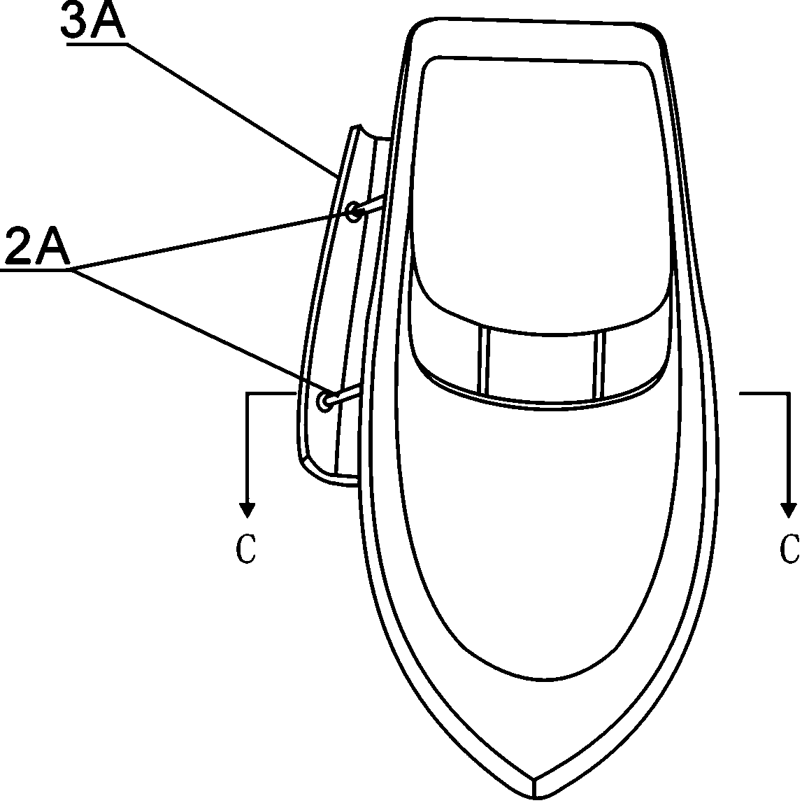 Ship with laterally and outwards expanded and stored device