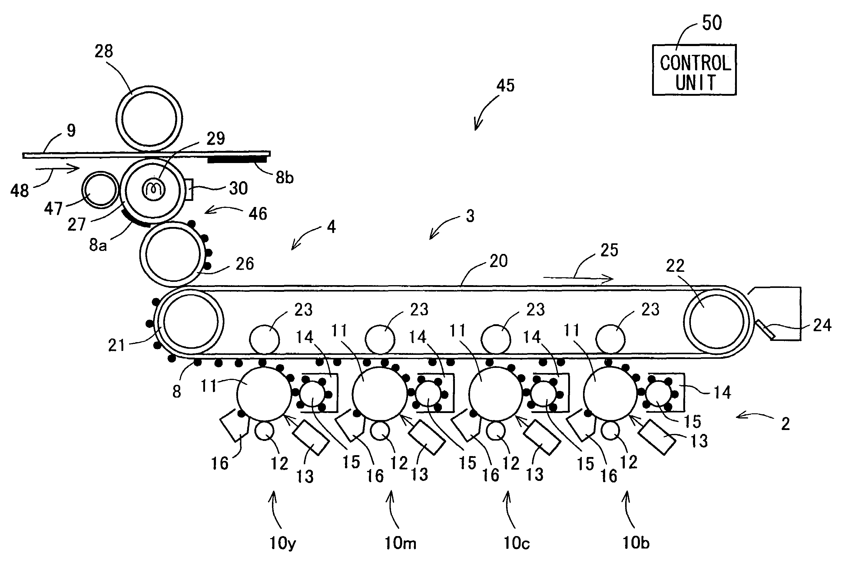 Image forming apparatus with first and second intermediate transfer sections