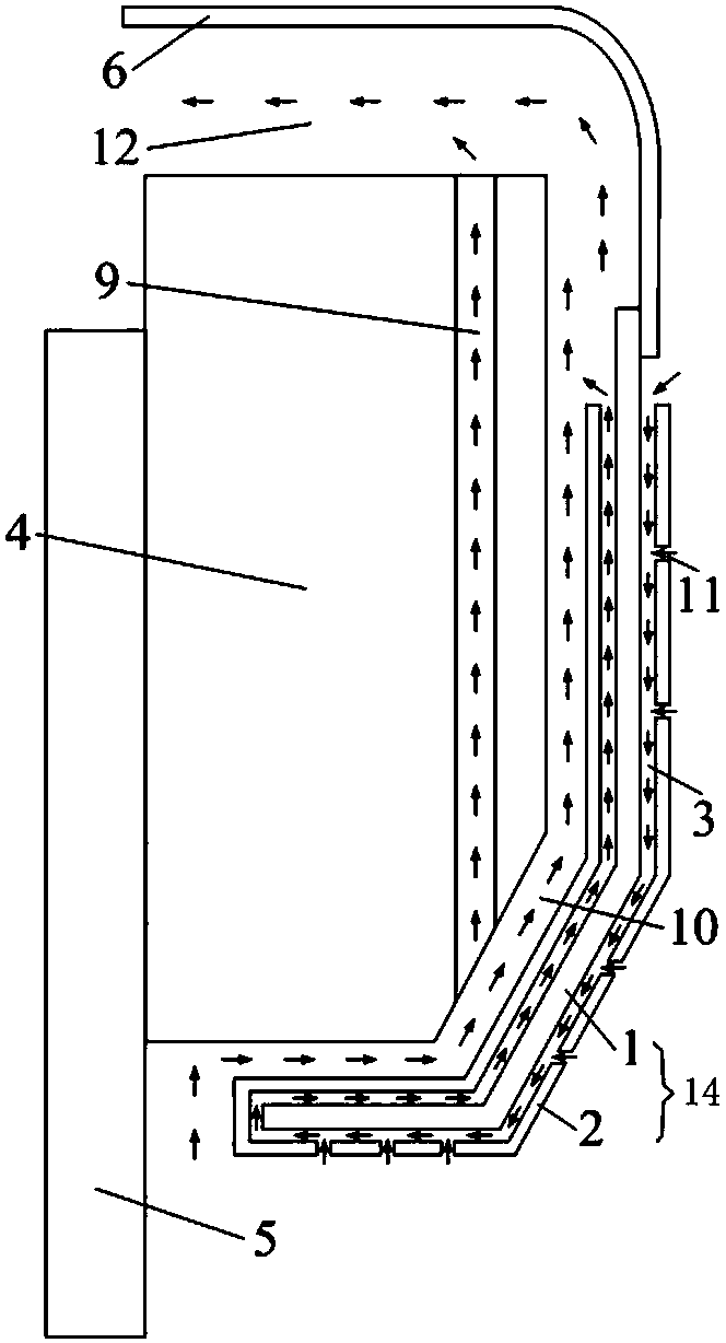 A reciprocating hydrogen internal cooling end ventilation cooling device for a turbogenerator