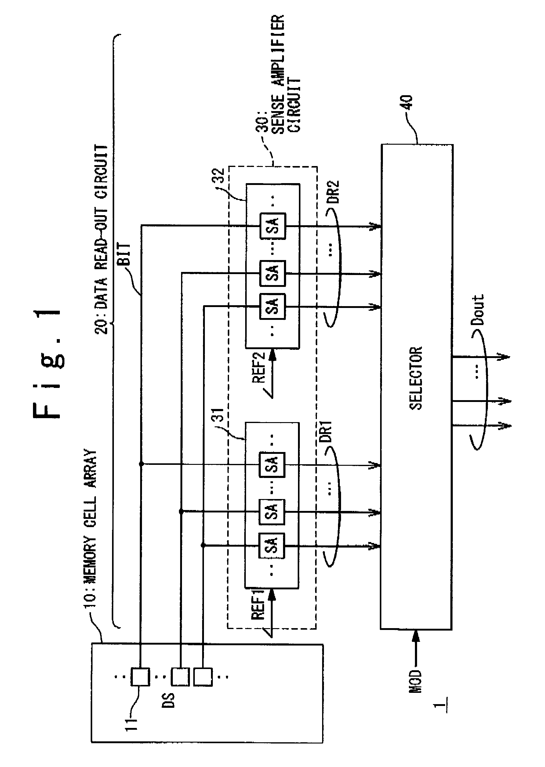 Data read-out circuit in semiconductor memory device and method of data reading in semiconductor memory device