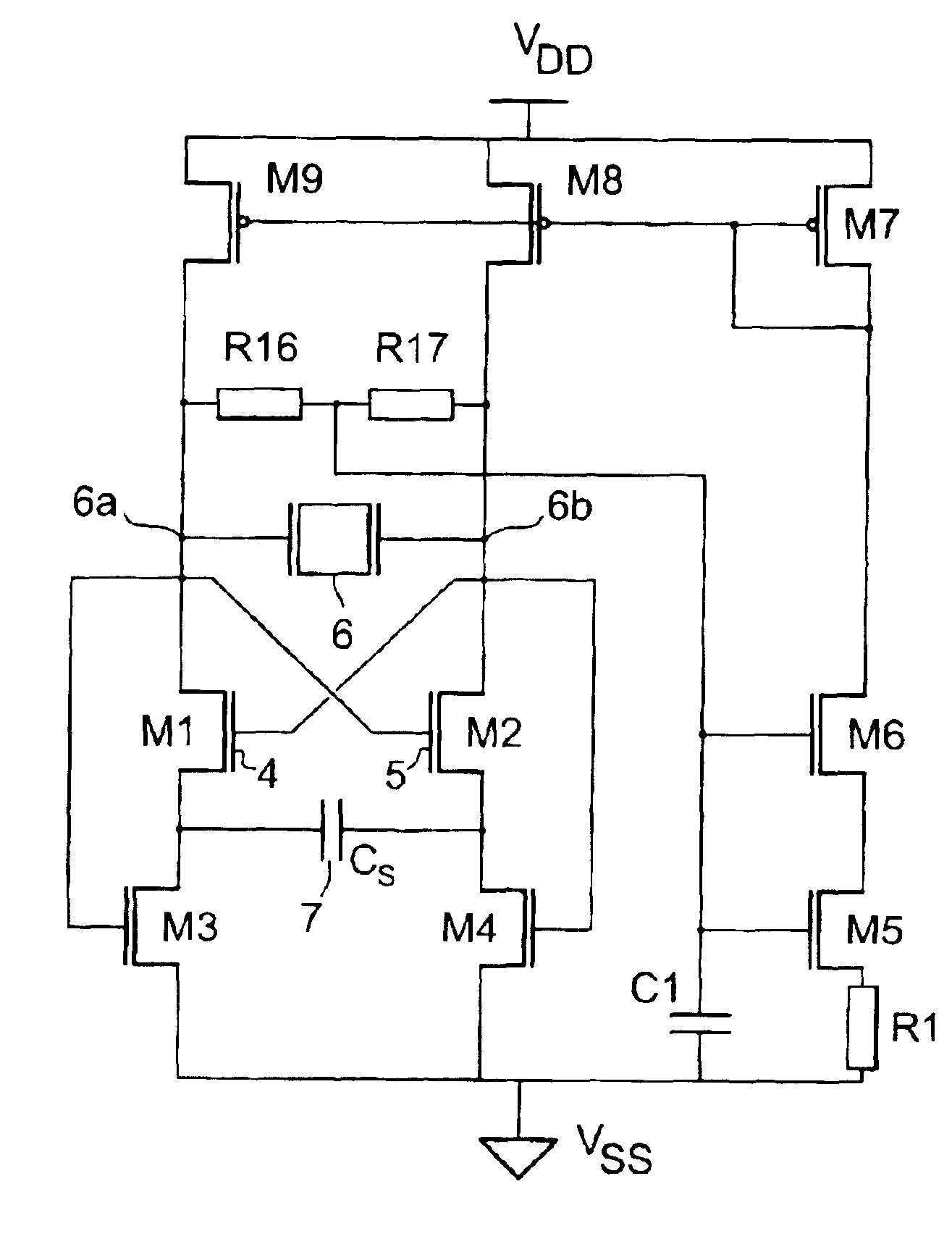 Differential oscillator circuit including an electro-mechanical resonator