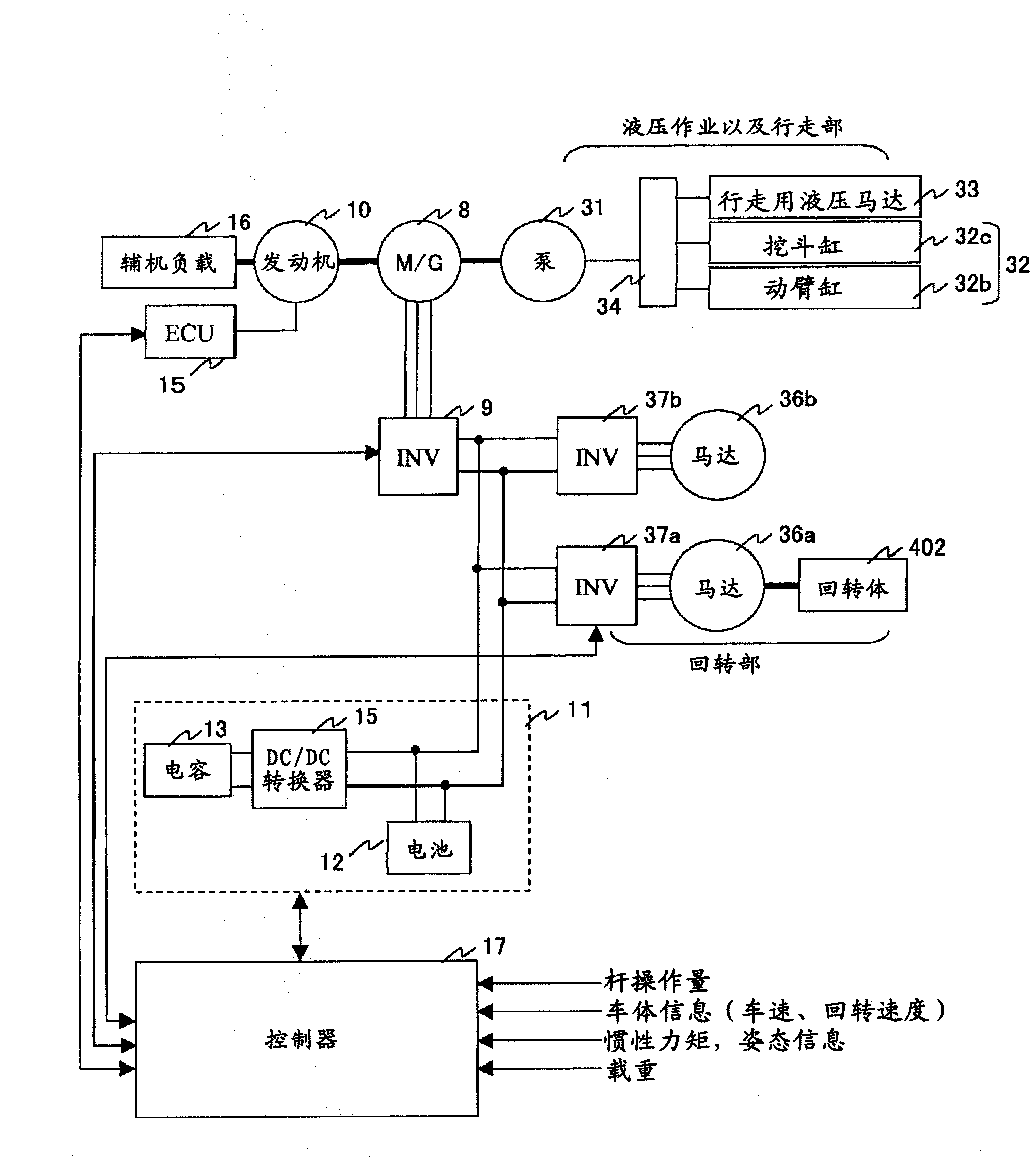 Construction machine and industrial vehicle provided with power supply system