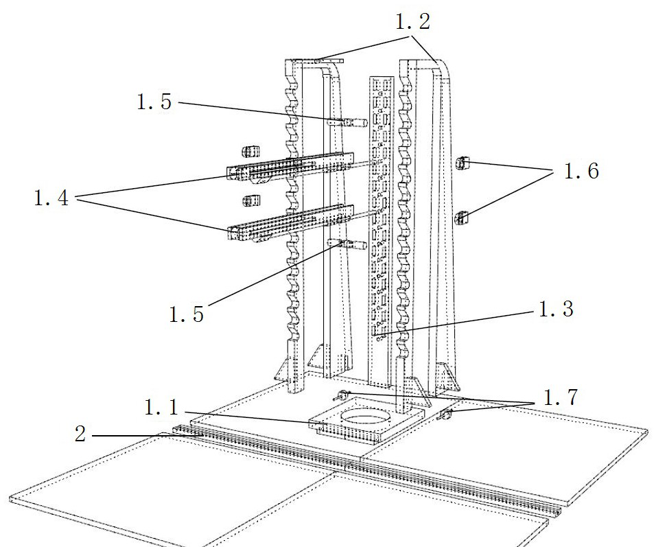 Fatigue test device and method for externally prestressed reinforced concrete beams